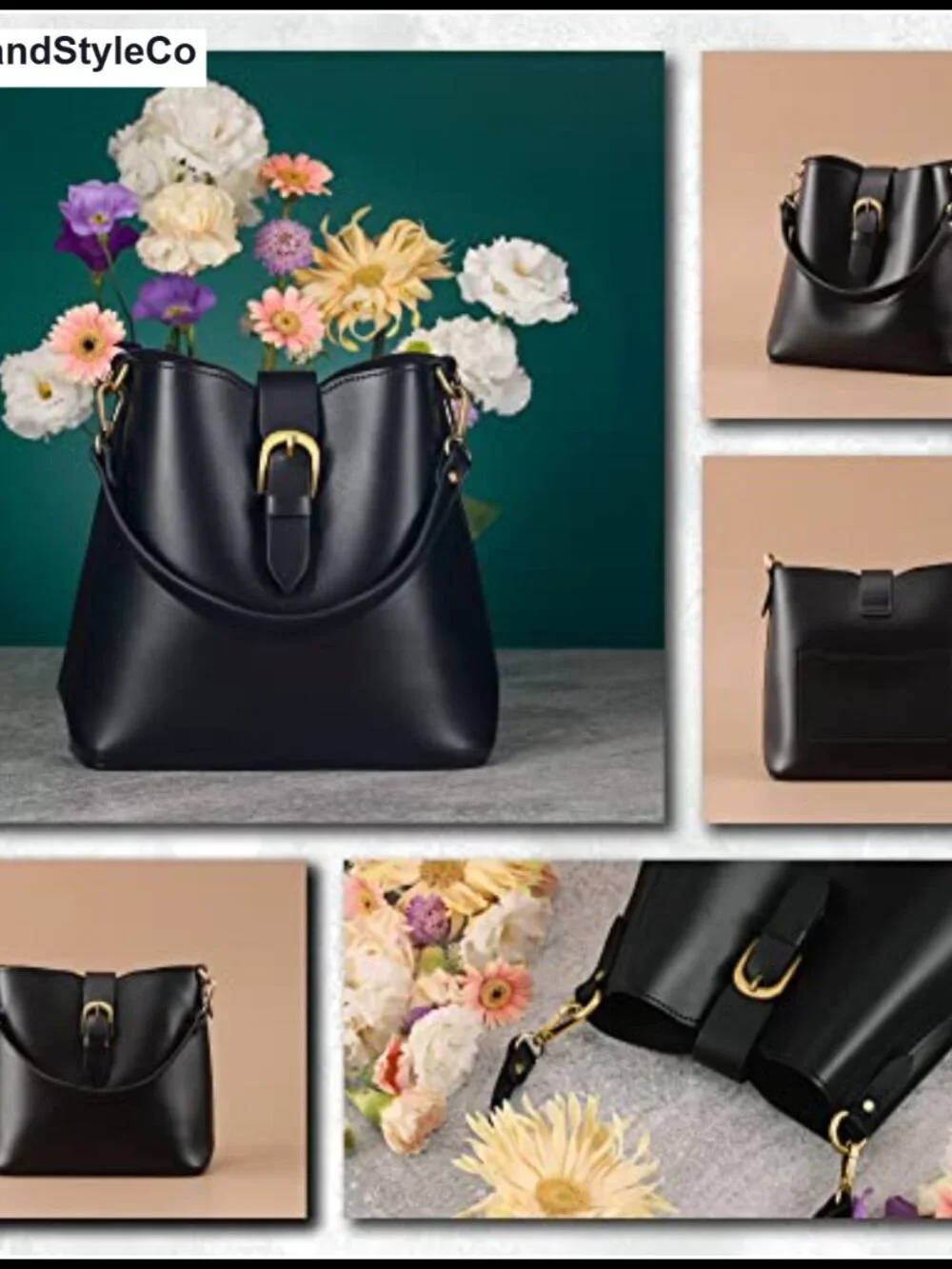 Vegan Leather Bucket Bag Women Hobo Retro Classic Shoulder Handbag Shoulder